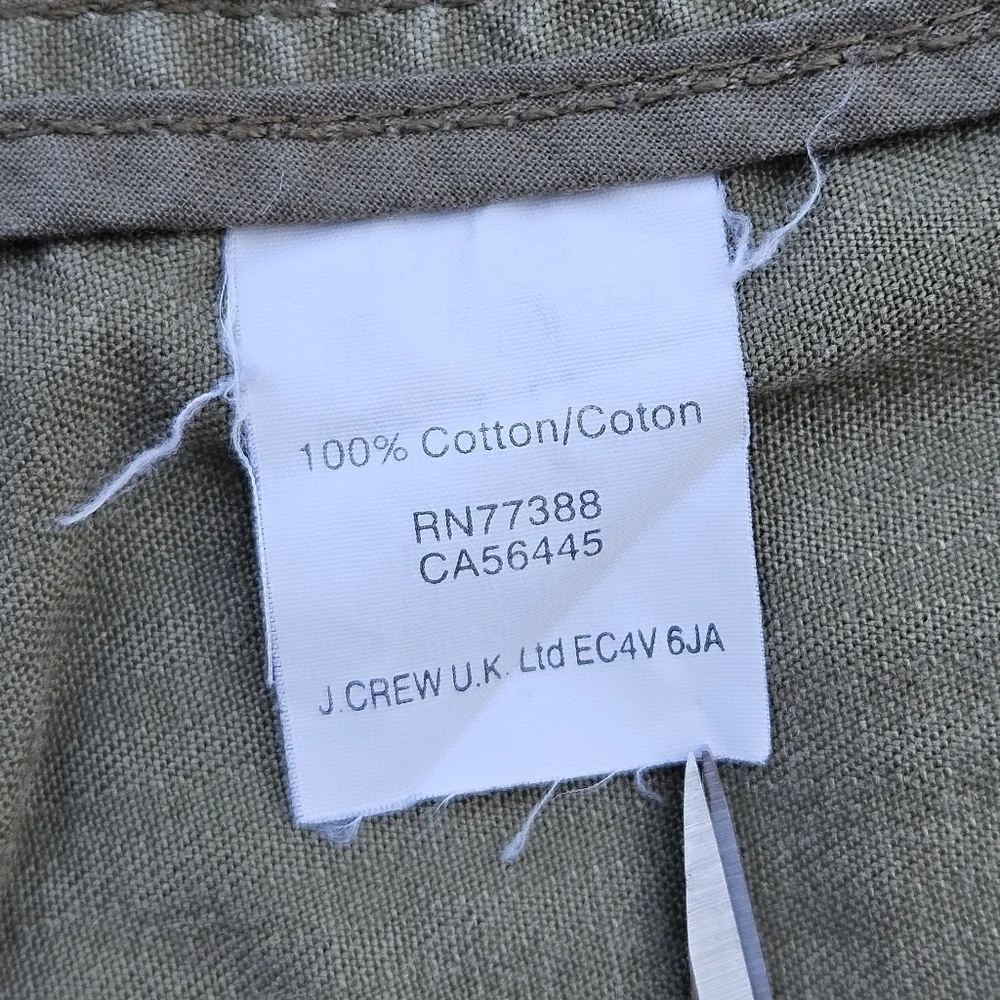 J Crew Military Field Jacket Olive Green Pockets Zip Up Cinch Waist Womens Large